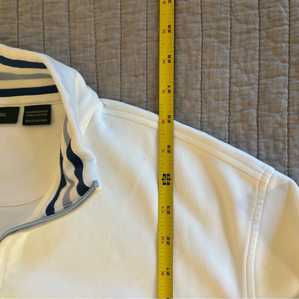 Bobby Jones White and Navy Quarter-Zip Sweater - Picture 5 of 7
